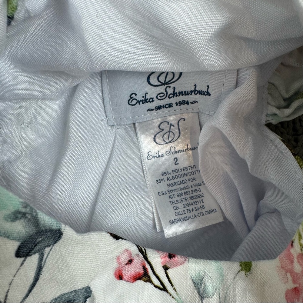 Erika Schnurbusch Floral Girls Dress with Green Bow ~ 2 - Picture 7 of 10